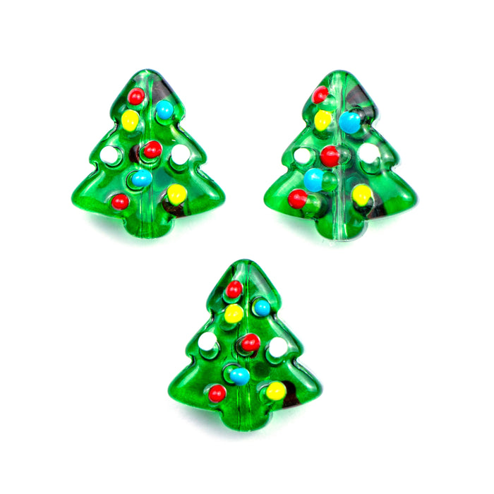 14.5mm x 16mm Lampwork and Enamel Christmas Tree Bead***