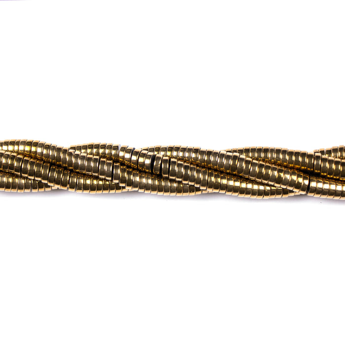 6mm x 2mm Rondelle Gold Plated Hematite - 16 inch Strand***