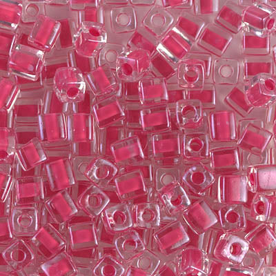 Miyuki 4.0mm CUBE Beads - Carnation Pink Lined Crystal
