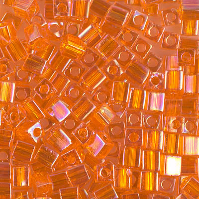 Miyuki 4.0mm CUBE Beads - Transparent Orange AB