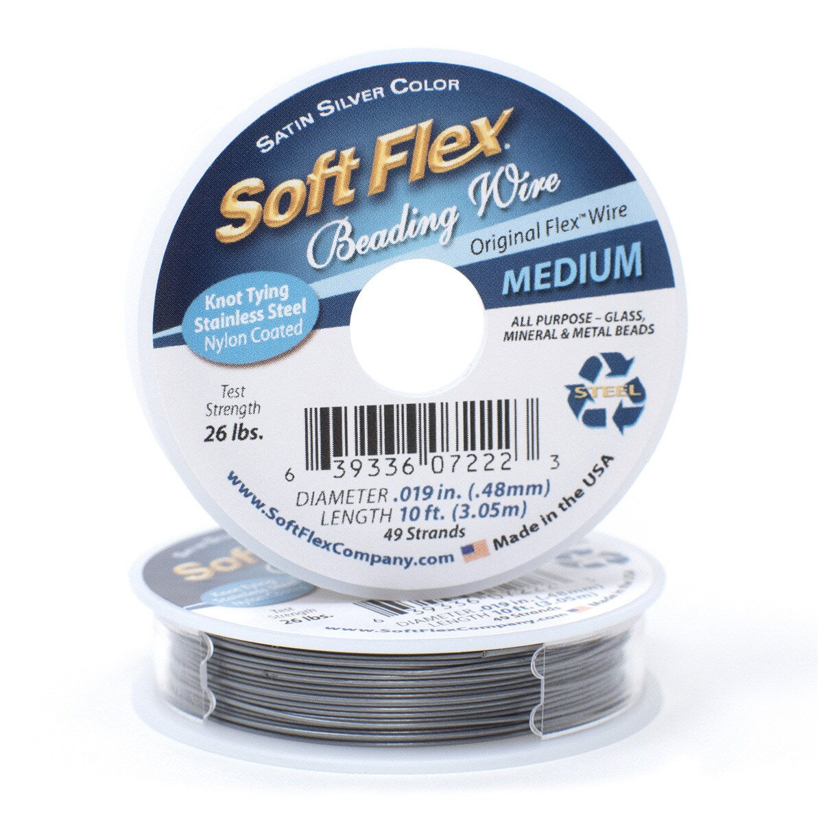 Soft Flex Medium .019 inch (.48mm) Diameter Wire - Satin Silver (3.05m ...
