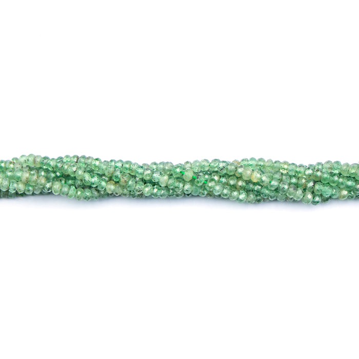4mm Faceted Rondelle Green KYANITE (AA Grade) - 8 inch Strand
