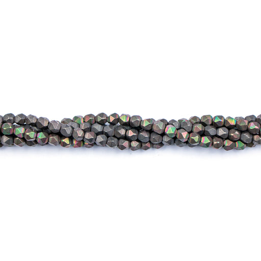 4mm Star Cut Black Rainbow Plated HEMATITE - 16 inch Strand***