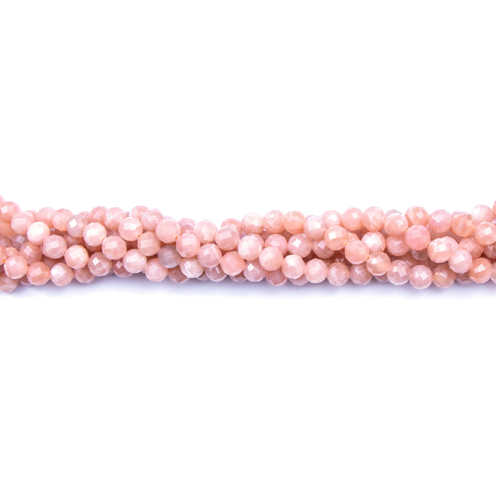 6mm Faceted Round Peach MOONSTONE (A Grade) - 8 inch Strand