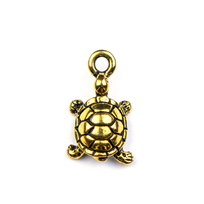 Turtle Charm - Antique Gold Plate