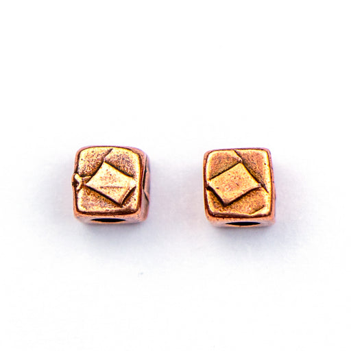 5mm Cube Bead with Diamond - Antique Copper Plate