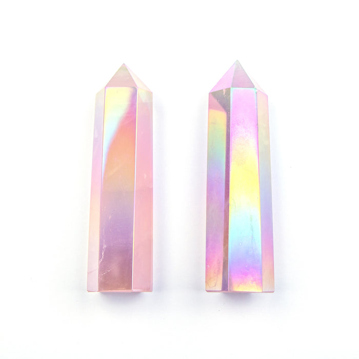 Medium Crystal Tower - Aura Rose Quartz