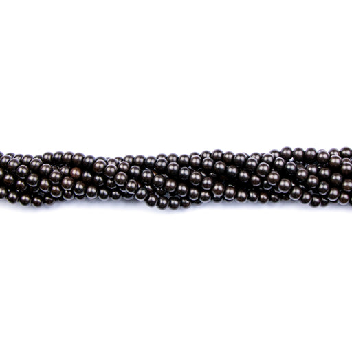 6mm Round BLACK EBONY Wood Beads - 16 inch Strand Strand