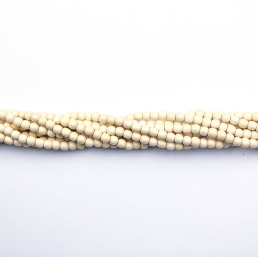6mm Round WHITE Wood Beads - 16 inch Strand Strand
