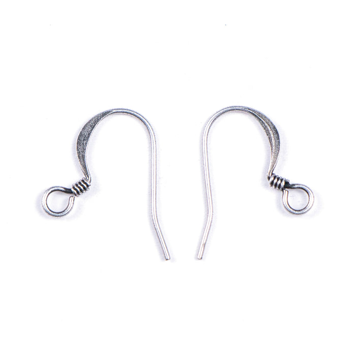 18mm Hook Ear Wire with Coil - Antique Silver