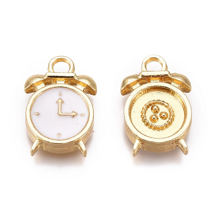 11mm x 16mm White Clock Charm - Enamel and Base Metal