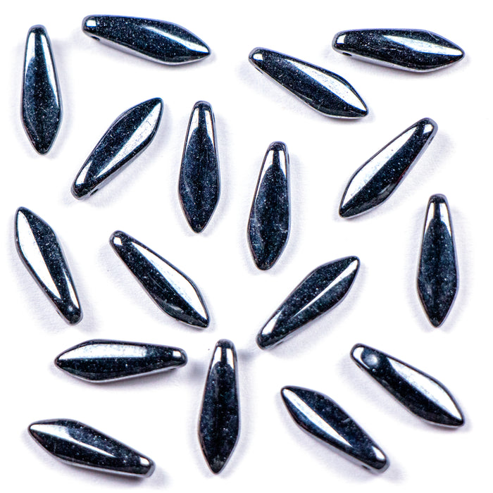 5mm x 16mm DAGGER Bead - Jet Hematite