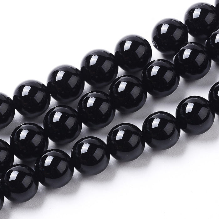 6mm Round Black Agate - 16" Strand
