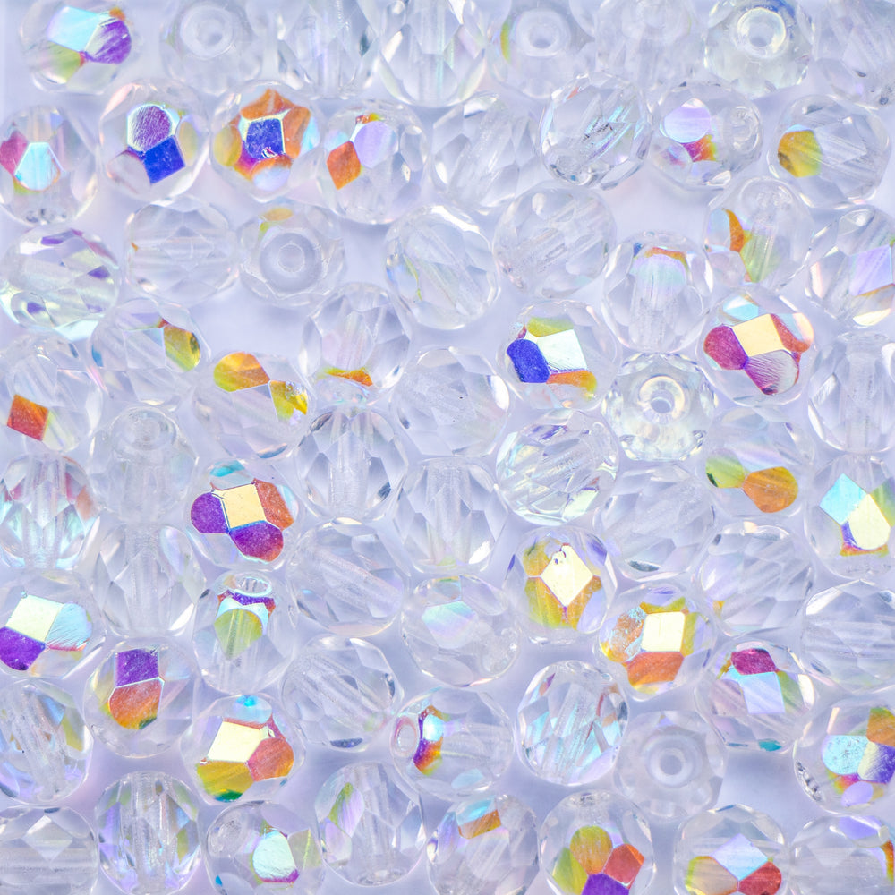 6mm FIRE POLISHED Bead - Crystal AB