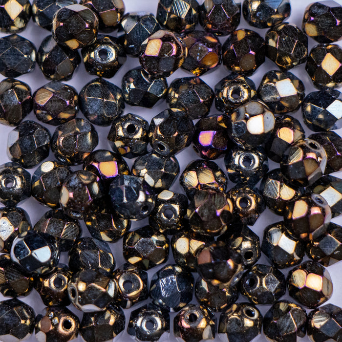 6mm FIRE POLISHED Bead - Brown Iris