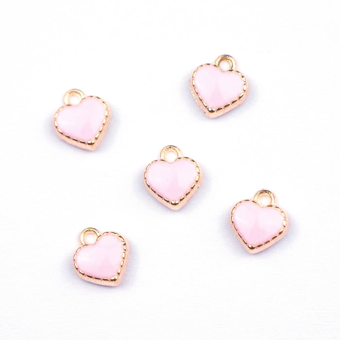 7.5mm x 8.5mm Pink Heart Charm - Enamel and Base Metal***