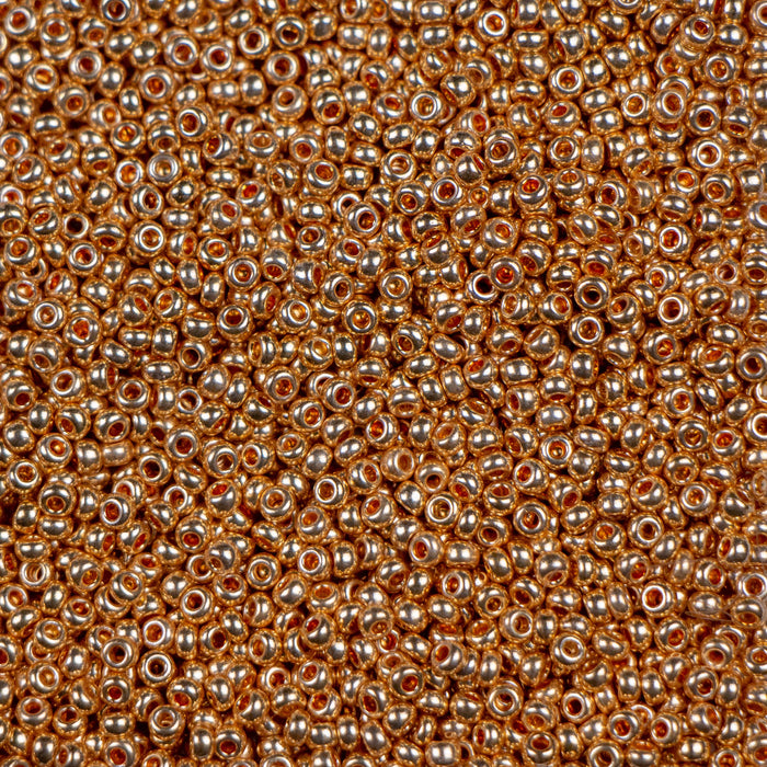 11/0 Preciosa Seed Beads - Metallic Light Gold