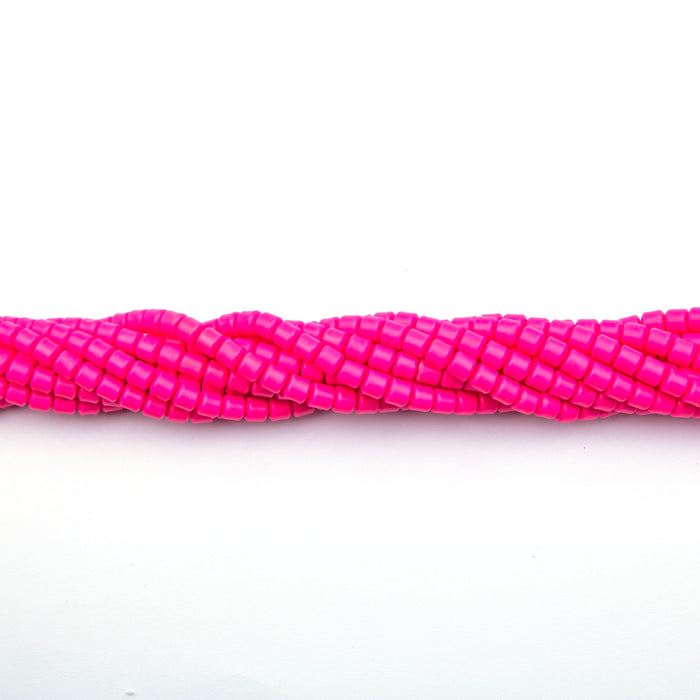 6mm x 6.5mm Polymer Clay Cylinder Beads - Hot Pink***