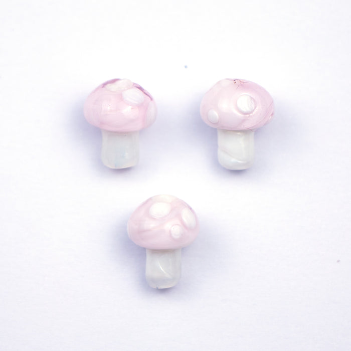 13mm x 10mm Glass Mushroom Bead - Pink***