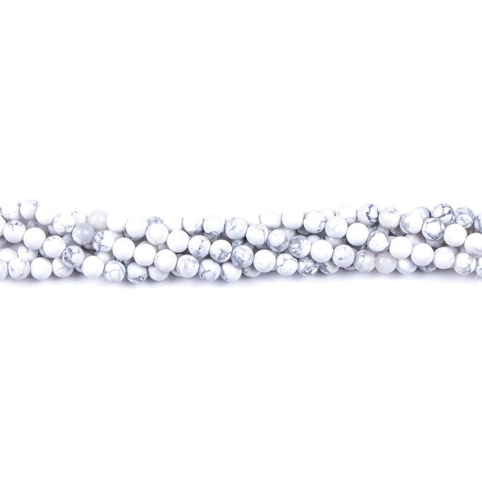 6mm Round WHITE HOWLITE - 8 inch Strand
