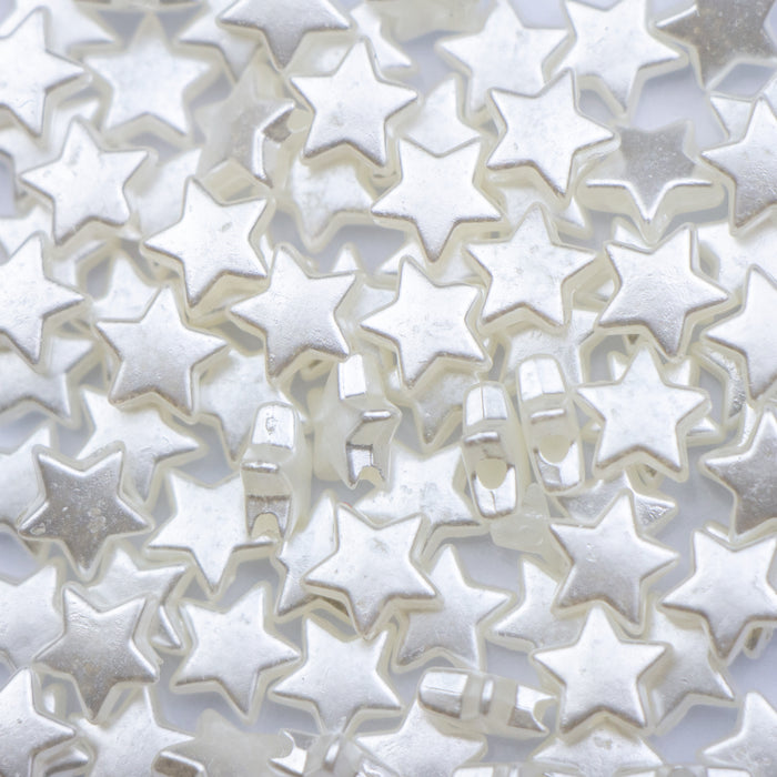 7mm x 8mm Acrylic Star Beads - White Pearl***