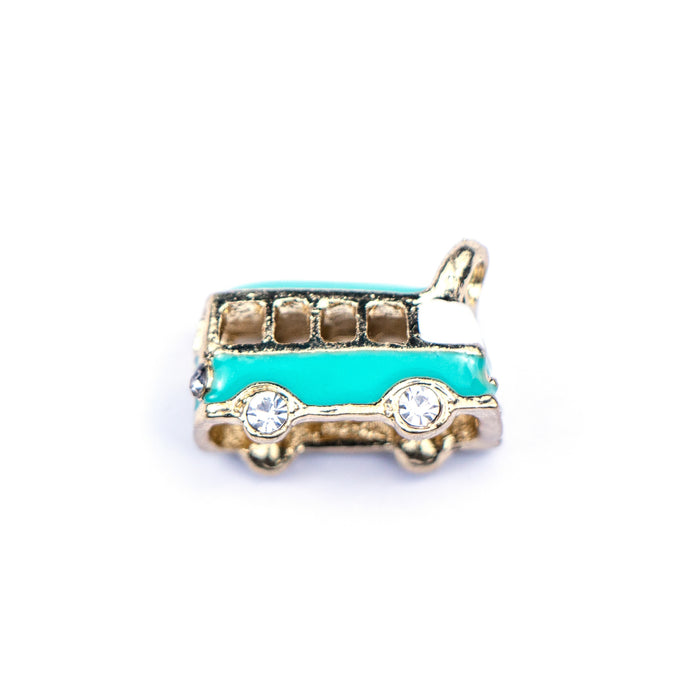 10mm x 17mm Turquoise Hippie Van Charm - Enamel and Base Metal