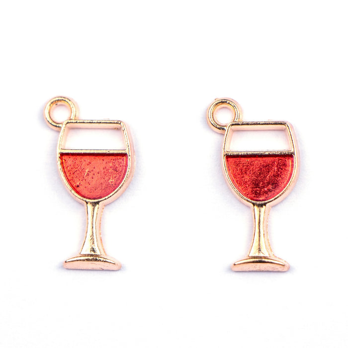 10mm x 19mm Red Wine Charm - Enamel and Base Metal***