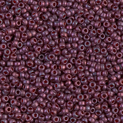 11/0 Miyuki SEED Bead - Semi-Frosted Cranberry Gold Luster