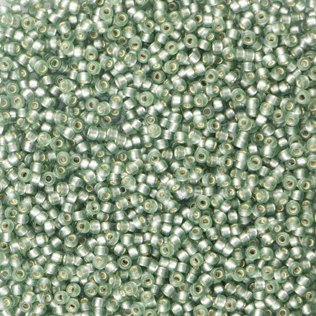 15/0 Miyuki SEED Bead - Dyed Semi-Frosted Silverlined Moss Green