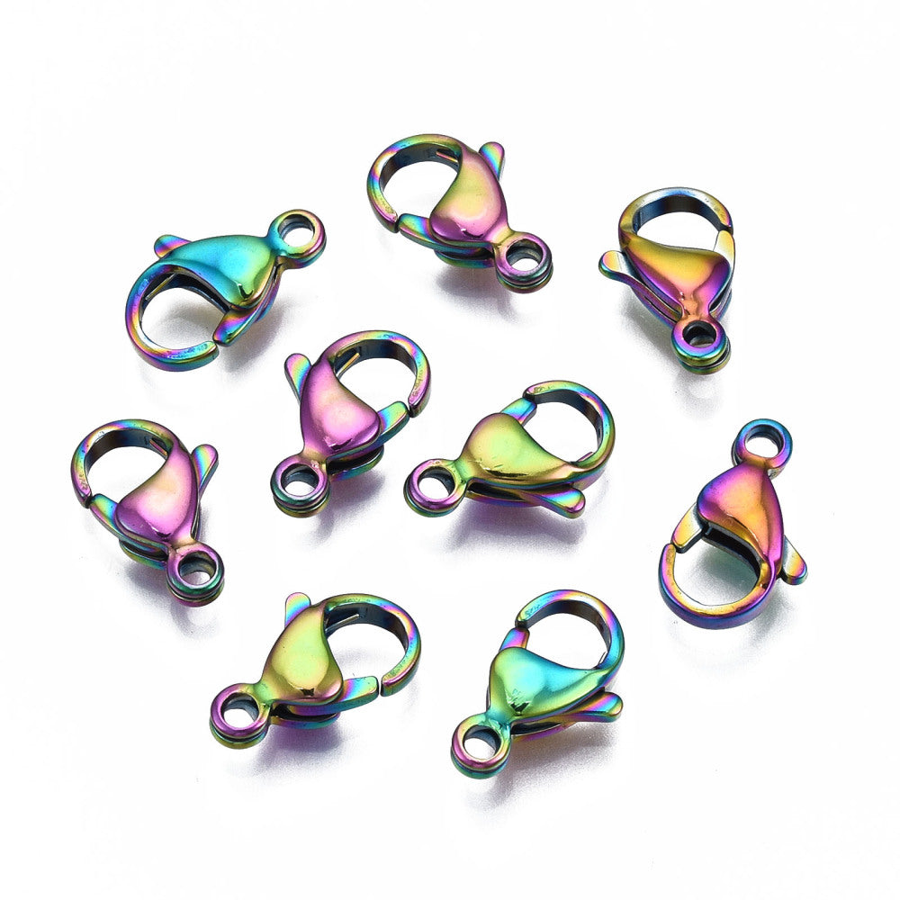 13mm x 8mm Lobster Clasp - Rainbow Plated Stainless Steel