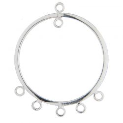 Sterling Silver Round Chandelier Link with 5+2 Rings - 0.8mm wire / 27mm OD