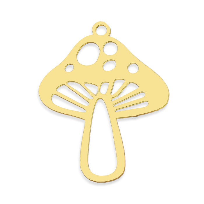 25mm x 20mm Large Mushroom Charm - Gold Plated Stainless Steel