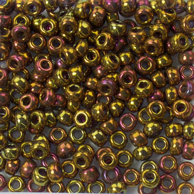 6/0 Miyuki SEED Bead - Transparent Tea Berry Gold Iris