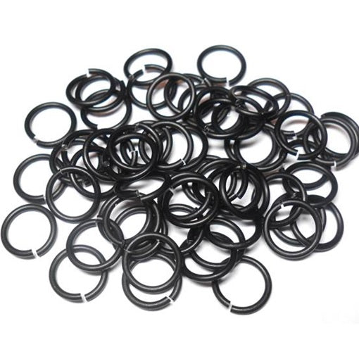 16swg (1.6mm) 1/4in. (6.6mm) ID 4.2AR Anodized Aluminum Jump Rings - Matte Black