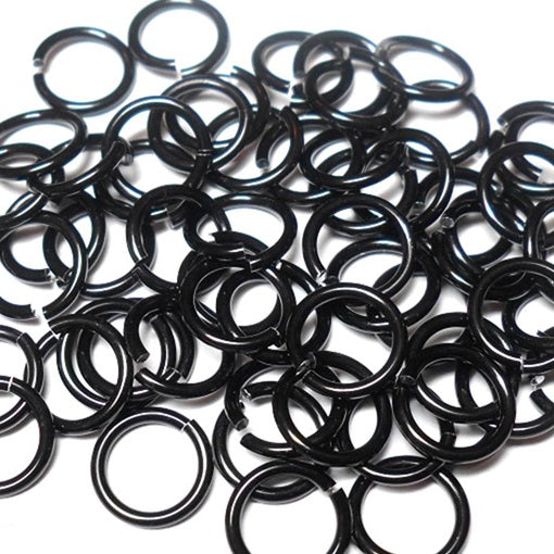 16swg (1.6mm) 3/8in. (10.1mm) ID 6.4AR Anodized  Aluminum Jump Rings - Black