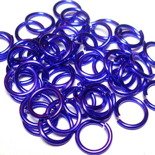 16swg (1.6mm) 3/8in. (10.1mm) ID 6.4AR Anodized  Aluminum Jump Rings - Purple