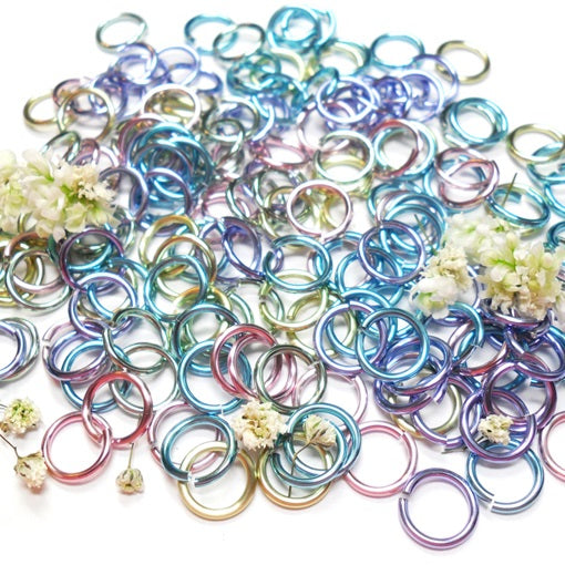 16swg (1.6mm) 7/32in. (5.7mm) ID 3.6AR Anodized  Aluminum Jump Rings - Spring Fling Mix