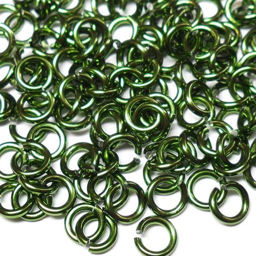 18swg (1.2mm) 3/16in. (5.0mm) ID 4.2AR Anodized Aluminum Jump Rings - Olive