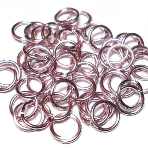 18swg (1.2MM) 3/16in. (5.0mm) ID 4.2AR Anodized  Aluminum Jump Rings - Pink
