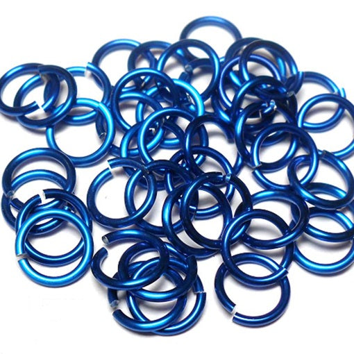 18swg (1.2MM) 3/16in. (5.0mm) ID 4.2AR Anodized  Aluminum Jump Rings - Royal Blue