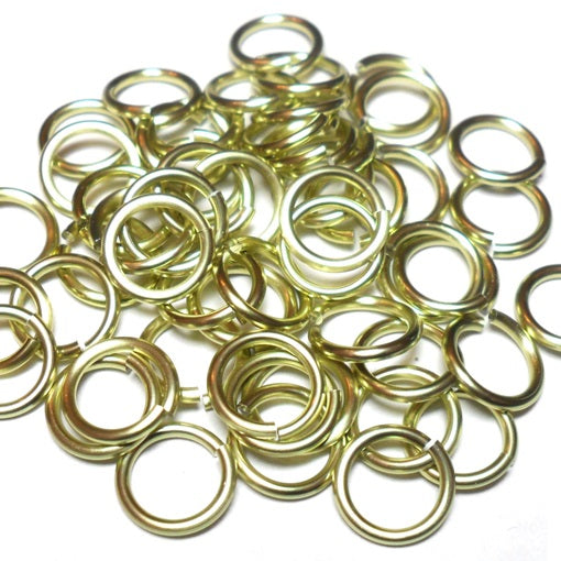 18swg (1.2mm) 5/32in. (4.2mm) ID 3.5AR Anodized  Aluminum Jump Rings - Lemon-Lime