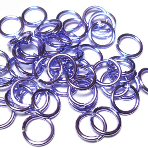 18swg (1.2mm) 5/32in. (4.2mm) ID 3.5AR Anodized  Aluminum Jump Rings - Lavender