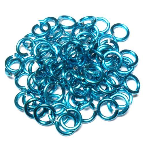 18swg (1.2mm) 5/32in. (4.2mm) ID 3.5AR Anodized Aluminum Jump Rings - Turquoise