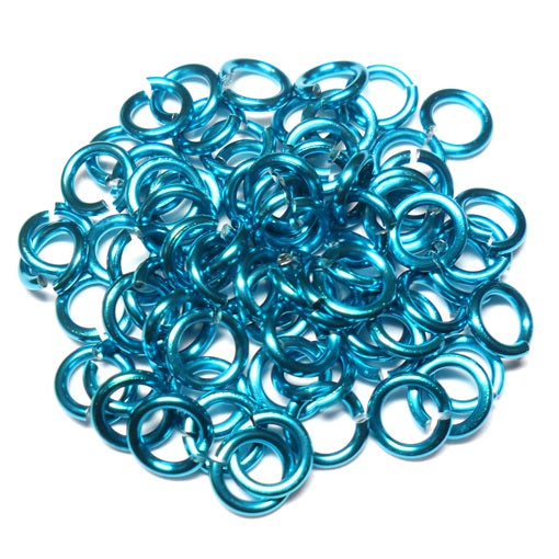 18swg (1.2mm) 7/32in. (5.7mm) ID 4.8AR Anodized  Aluminum Jump Rings - Turquoise