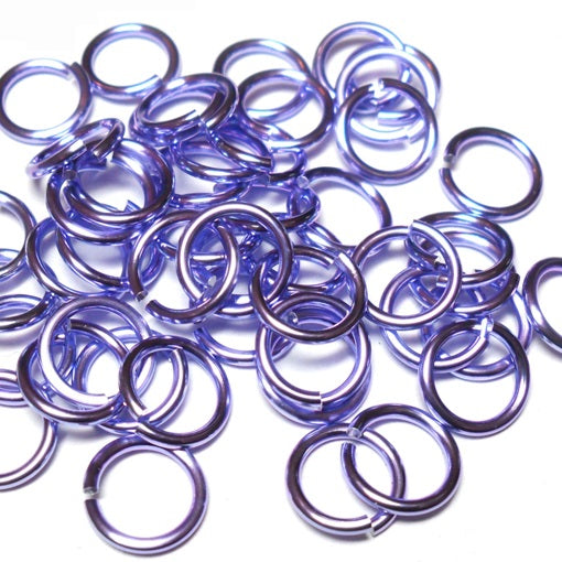18swg (1.2MM) 9/32in. (7.7mm) ID 6.4AR Anodized  Aluminum Jump Rings - Lavender