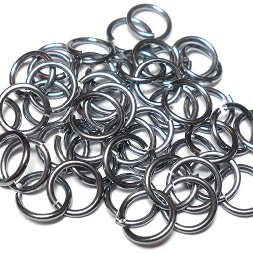 20awg (0.8mm) 1/8in. (3.4mm) ID 4.3AR Anodized  Aluminum Jump Rings - Black Ice