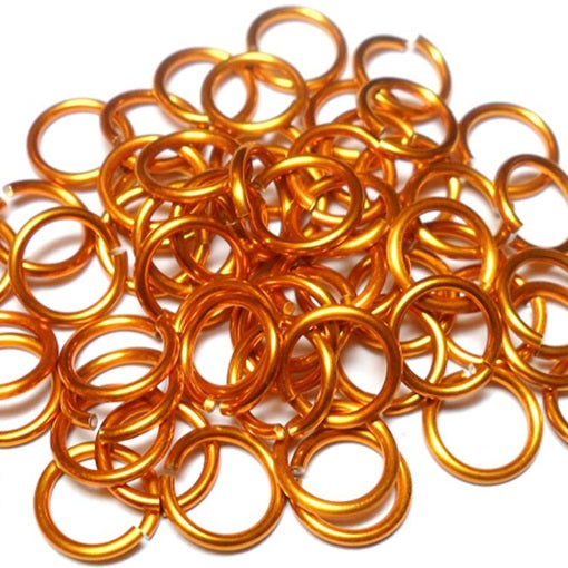 20awg (0.8mm) 1/8in. (3.4mm) ID 4.3AR Anodized  Aluminum Jump Rings - Orange