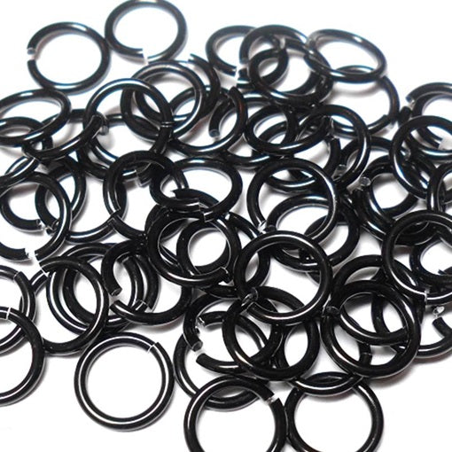 20awg (0.8mm) 7/64in. (2.8mm) ID 3.6AR Anodized  Aluminum Jump Rings - Black