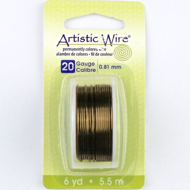 5.5 meters (6 yards) - 20 gauge (.81mm) Permanently Coloured Wire - Antique Brass