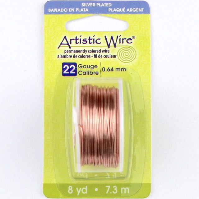 7.3 meters (8 yards) - 22 gauge (.64 mm) Permanently Coloured Wire - Rose Gold